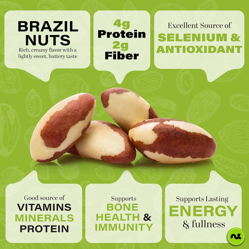 NUT CRAVINGS - Raw Brazil Nuts, Unsalted, No Shell, Whole, (16oz - 1 LB) Packed Fresh in Resealable Bag - Kosher Healthy Snack, Food Assortments