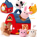 hahaland Baby Toys 6-12 Months - Surprise Barn Stuffed Farm Animals, Rattle, Crinkle, Mirror, Montessori Toys for 6 Month Old Babies Sensory Balls Toddlers 1-3 Gifts Baby Stocking Stuffers