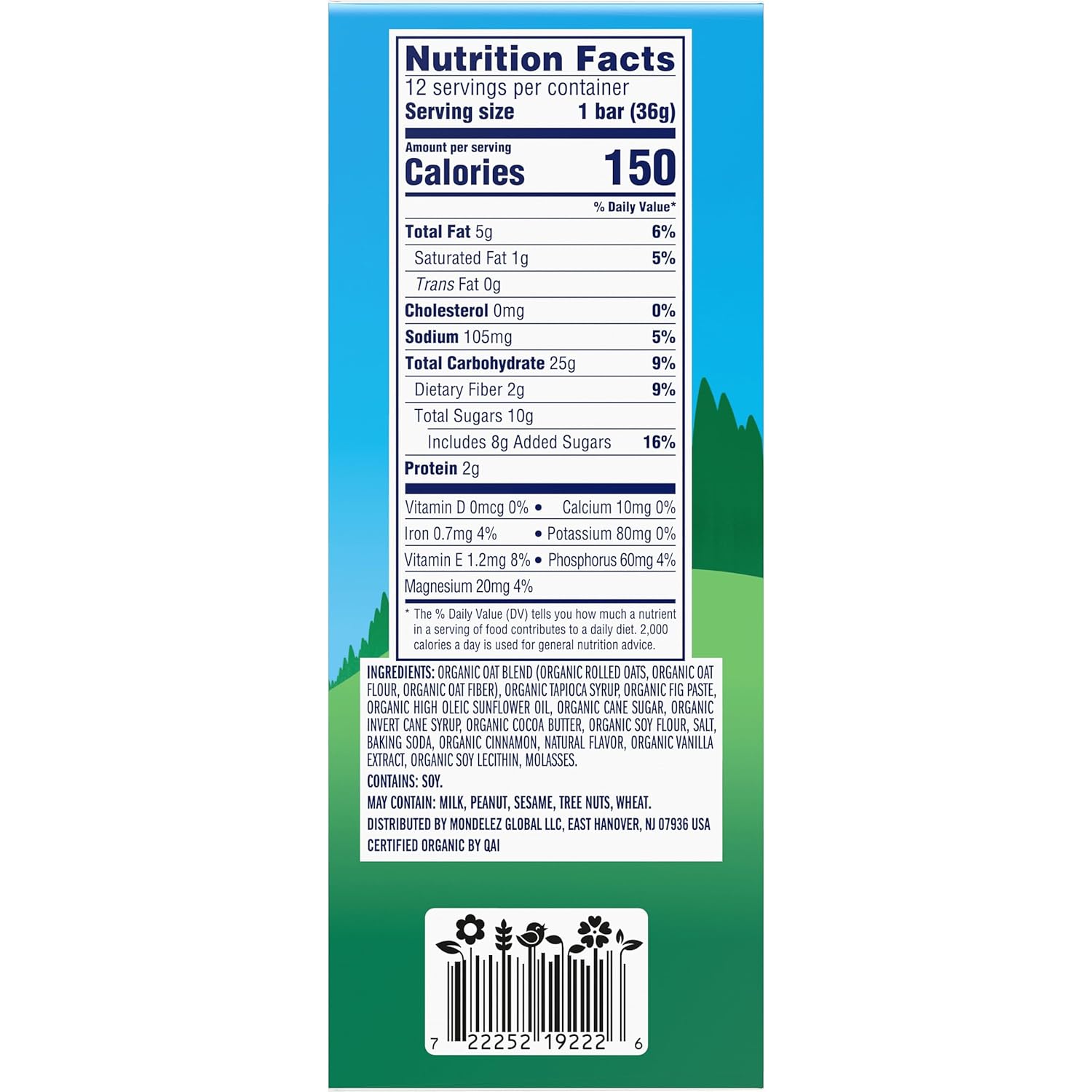 Zbar - Iced Oatmeal Cookie - Soft-Baked Energy Snack Bars - Non-GMO - 12g Whole Grains - USDA Organic Granola Bars (12 Pack)