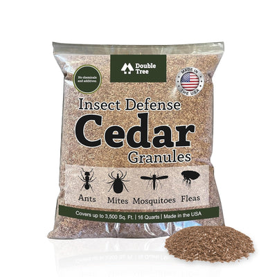 Double Tree Home and Garden Cedar Granules | Repels Fleas, Ticks, Ants, and Mosquitos | Rich Cedar Scent | Non Toxic | Pet Safe | 1 Bag (16 Quarts)