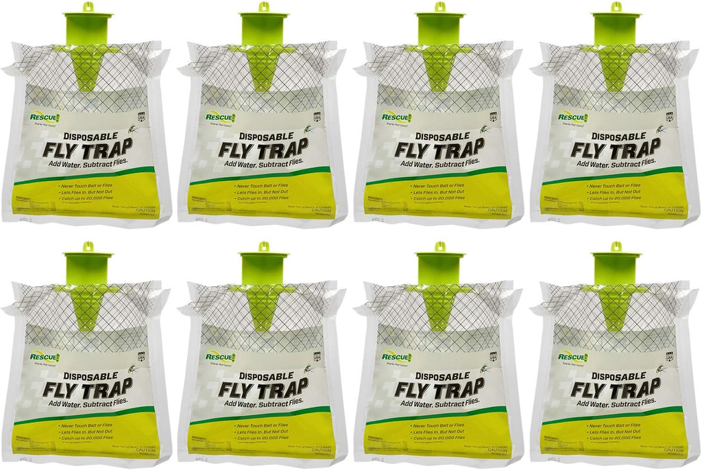 RESCUE! Outdoor Disposable Hanging Fly Trap - 8 Traps