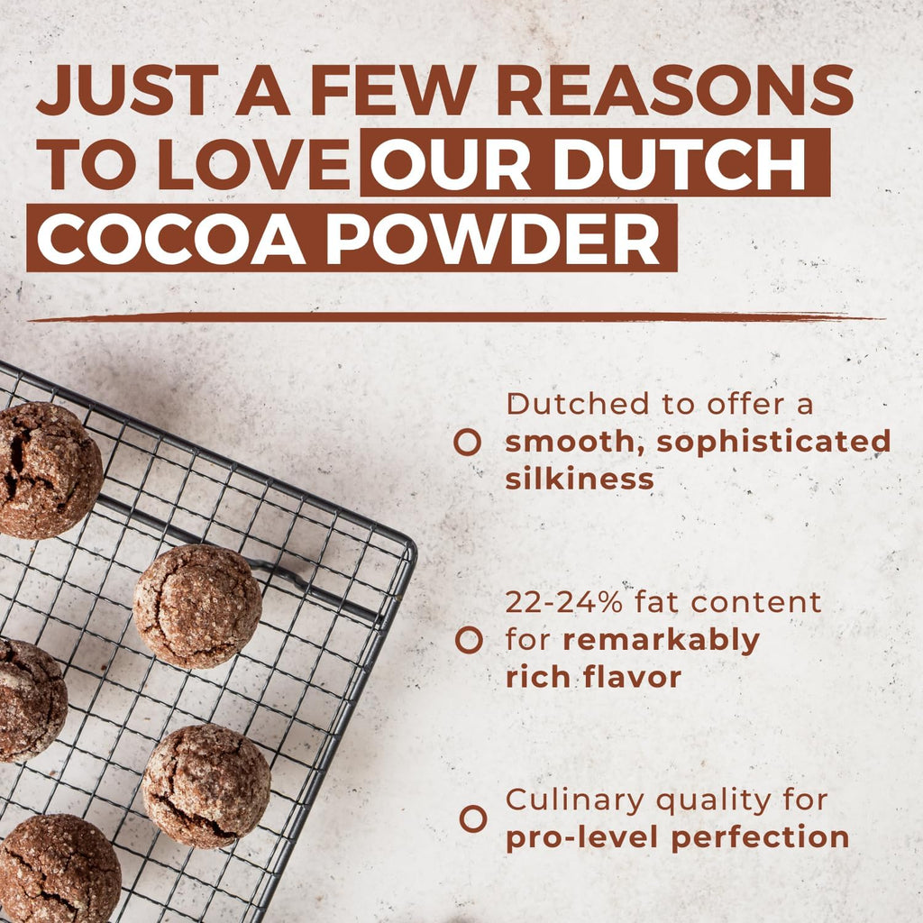Cocoa Powder (8 oz) Dutch Processed Cocoa Powder, Unsweetened, Extra Rich Cocoa Flavor, 22-24% Fat, Premium Culinary Grade, Non-GMO Sourced, Fair Trade Certified, Perfect Cocoa for Baking and Cooking