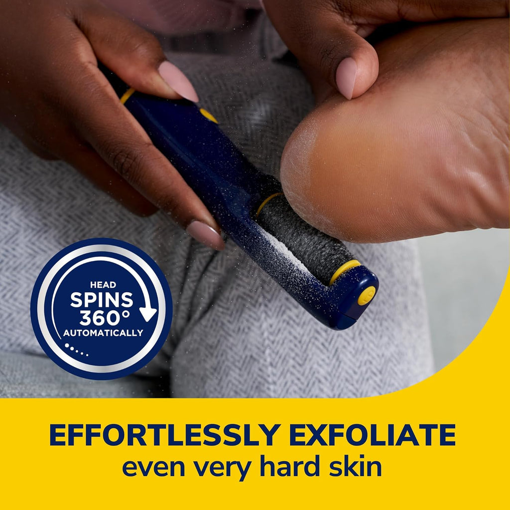 Dr. Scholl's Callus Remover Electronic Foot File, Electric Hard Skin Removal for Feet, Effortless Soft Smooth Skin in Minutes, Perfect for Travel, for Women & Men, AAA Batteries Included