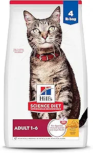 Hill's Science Diet Adult 1-6 Dry Cat Food, Chicken, 4 lb. Bag