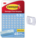 Command Indoor Mini Light Clips, 45 Clear Clips and 54 Command Strips, Damage Free Hanging Christmas Decorations, Wall Clips for Hanging Lights and Cable Management, Holds up to 0.3 lb