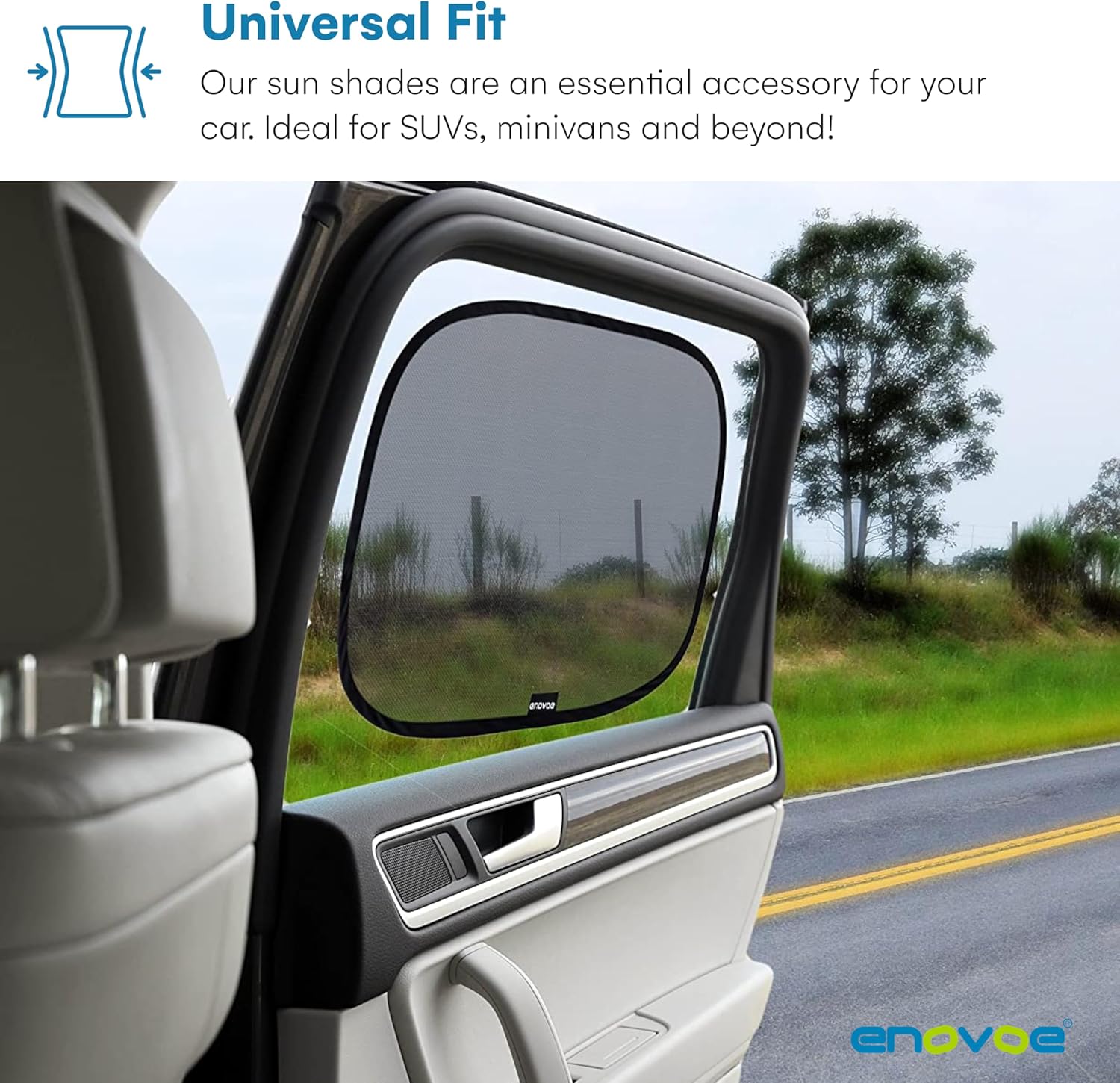 Enovoe Car Window Shades for Baby (4 Pack) - 21"x14" - Sun Shade Blocker, Cling - Glare Shield and UV Rays Protection for Your Child - Side Windows Screens for SUV- Mesh Window Shades for Car Baby