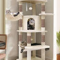 Globlazer Corner Cat Tree, 51in Curved Series Modern Cat Tower for Indoor Cats with Hammock, 7 Sisal Scratching Posts, Large Fan-Shaped Platform for Large Cats, Cat Condo & Hanging Basket, C51, Beige