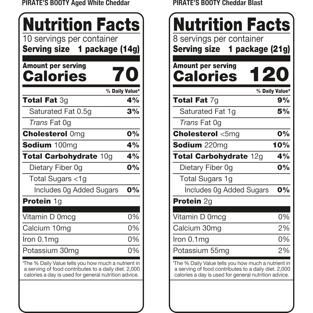 Pirate's Booty Aged White Cheddar and Cheddar Blast Cheese Puffs Variety Pack, Gluten-Free, Kids Snacks, 0.5oz and 0.75oz (18ct)