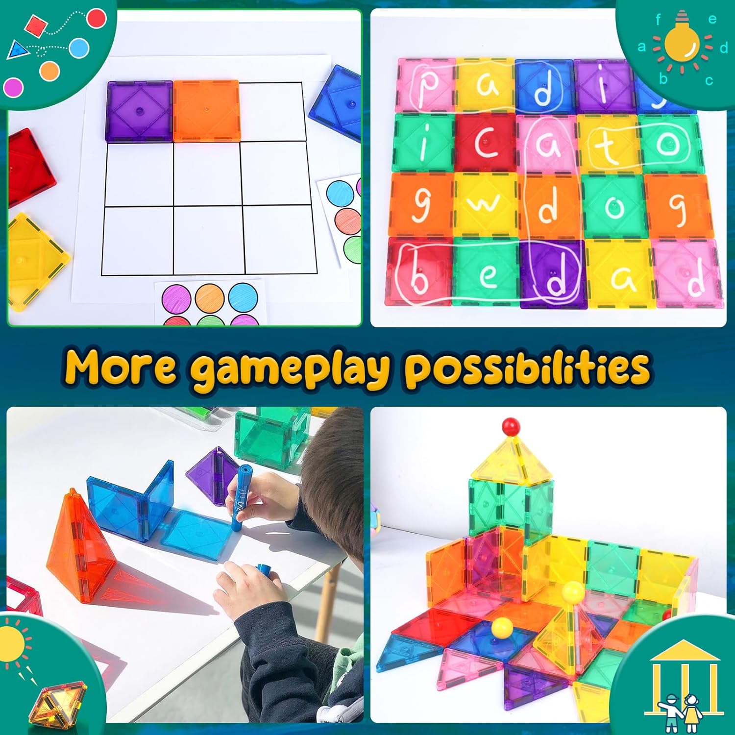 Soyee Magnetic Tiles Toddler Toys Magnetic Building Blocks for Kids Ages 3-12 STEM Educational Toys for Girls & Boys Sensory Play for Preschool Learning Birthday Toddler Xmas Gifts