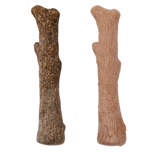 Pupstages Dogwood Calming Dog Chew Toy – Real-Wood Blend, Moderate Chewers, Medium, 7.5", 2-Pack (Natural & Hemp Flavors)