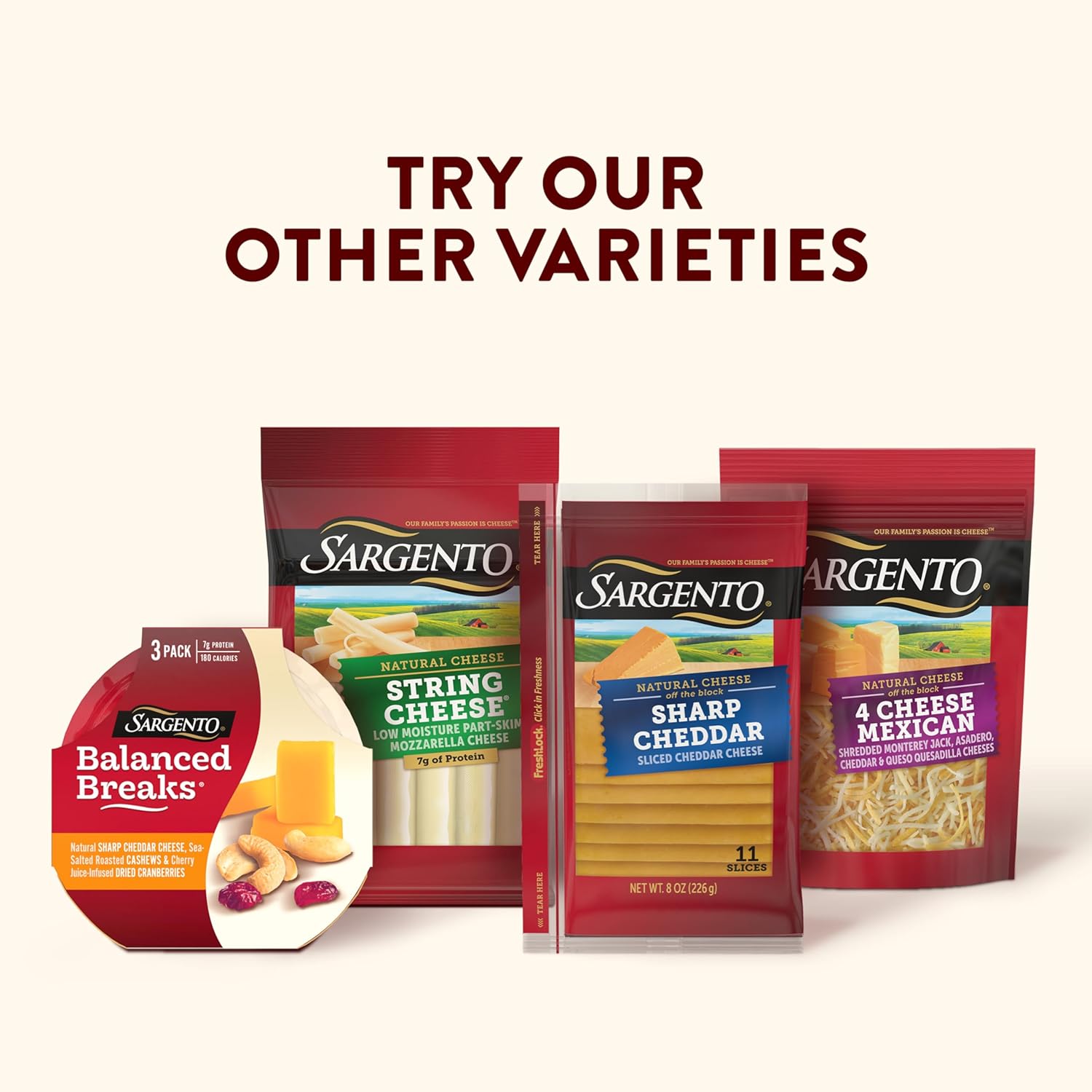 Sargento Natural Mozzarella String Cheese Sticks, 12-Count