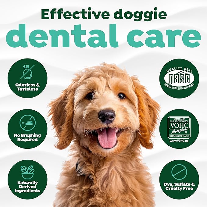 TropiClean Fresh Breath Water Additive for Dogs | Dog Breath Freshener & Teeth Cleaning Solution | No Toothpaste or Toothbrush Required | 33.8 oz