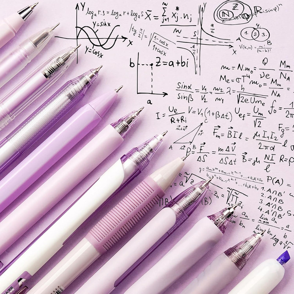 Four Candies Lavender Series Gel Pens, Black & Purple Ink Writing Pens with 0.5 mm Smooth Fine Point, School Office Stationery Supplies Desk Accessories Stocking Stuffers Gifts for Women, Set of 12
