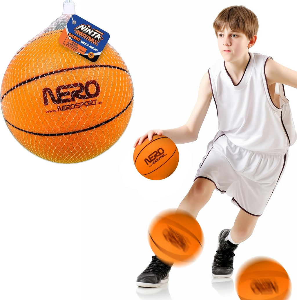 NERO SPORT Ninja Silent Basketball- Soft Foam Indoor Hoop Play | Soundless Ball for Quiet Dribbling and Indoor Training