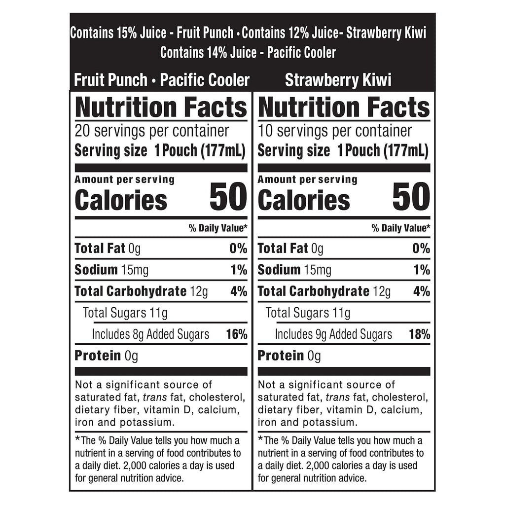 Capri Sun Fruit Punch, Strawberry Kiwi and Pacific Cooler Flavored Juice Drink Blend Variety Pack, 30 ct Box, 6 fl oz Pouches