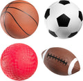 Bedwina Sports Balls for Kids & Toddlers - 5-inch Sports Balls Set Includes Football, Small Soccer Ball, Basketball, and Playground Balls, Fun Indoors & Outdoor Toys (Hand Pump Included)
