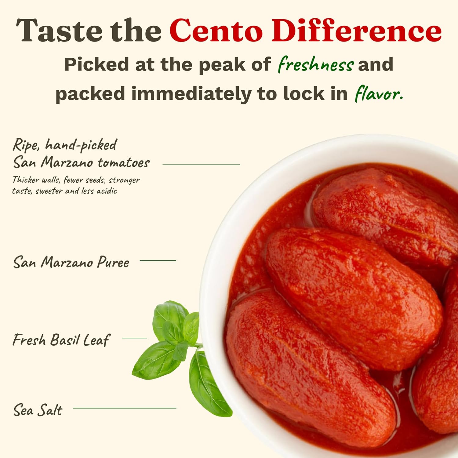 Cento Certified San Marzano Whole Peeled Tomatoes, 28 Oz (Pack of 6), Canned Plum Tomatoes in Thick Puree with Basil, Grown and Processed in Italy
