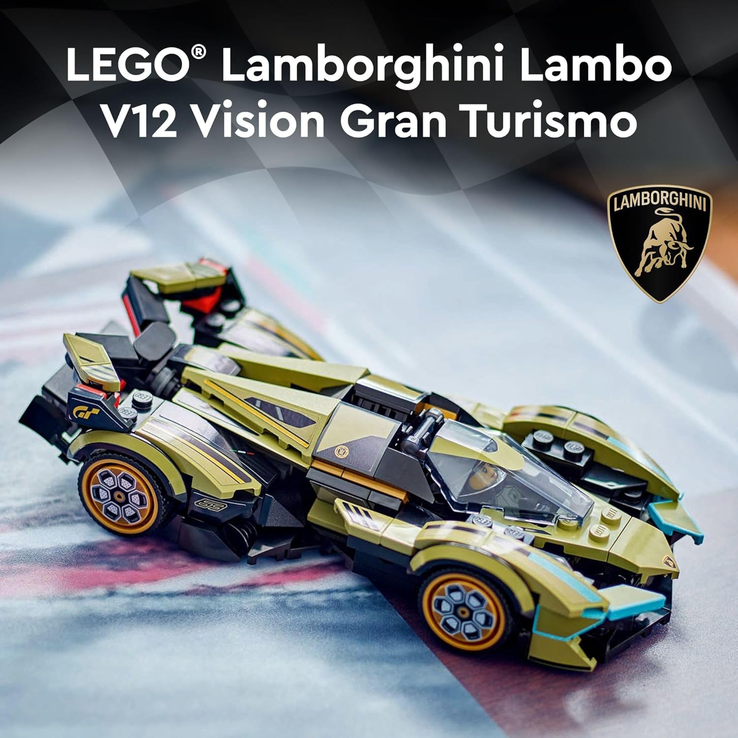 LEGO Speed Champions Lamborghini Lambo V12 Vision GT Super Car, Formula 1 Vehicle Toy, Driving Playset, Buildable Model Set for Kids, Lamborghini Car, Gift for Kids and Gaming Fans, F1 Toy, 76923