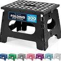 Handy Laundry Folding Step Stool - Sturdy Enough Collapsible Stool to Support Adults and Safe Enough for Kids - Opens Easy with One Flip - Great for Kitchen, Bathroom or Bedroom (Black - 9 Inch)