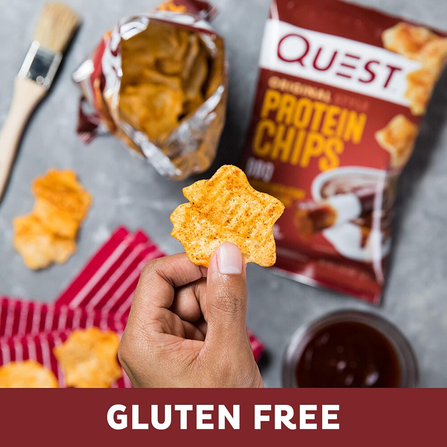 Quest Nutrition BBQ Protein Chips, 19g Protein, 4g Net Carb, Gluten Free, 1.1 oz (Pack of 12)