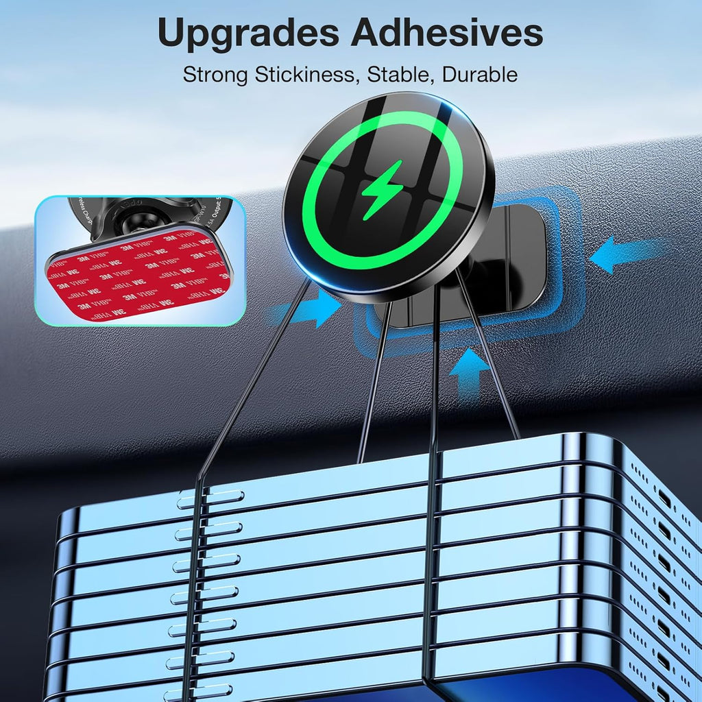 Coolpow for Magsafe Car Mount Charger【100% Stable】 15W Magsafe Car Charger Magnetic Phone Holders for Your Car Accessories for Women Men car Phone Holder Wireless Car Charger for iPhone