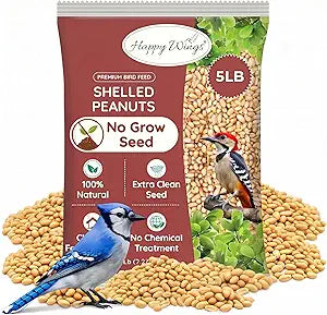 Happy Wings Shelled Peanuts Seeds Wild Bird Food - 5 Pounds I No Grow Seed I Bird Seed for Wild Birds