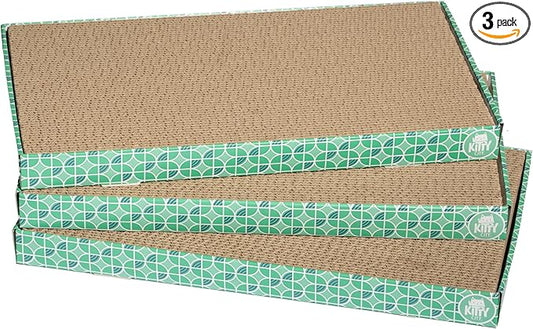 Kitty City XL Wide Corrugate Cat Scratchers 3 Pieces, Cat Scratching, Cat Scratch Pad, Door Clips, Furniture Protectors from Cat Scratching