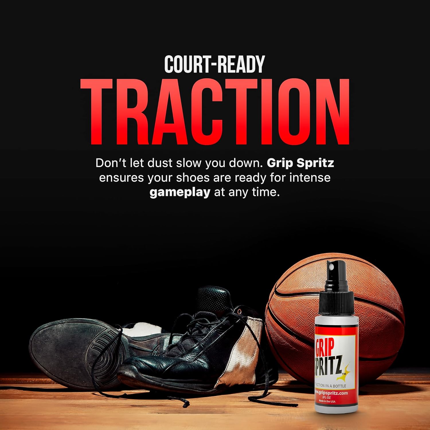Grip Spritz - Basketball Shoe Grip Spray - Improve Sole Traction & Court Grip - Rejuvenate & Elongate Sneaker Life - Anti Slip Grip & Performance Enhancer - Basketball Accessory