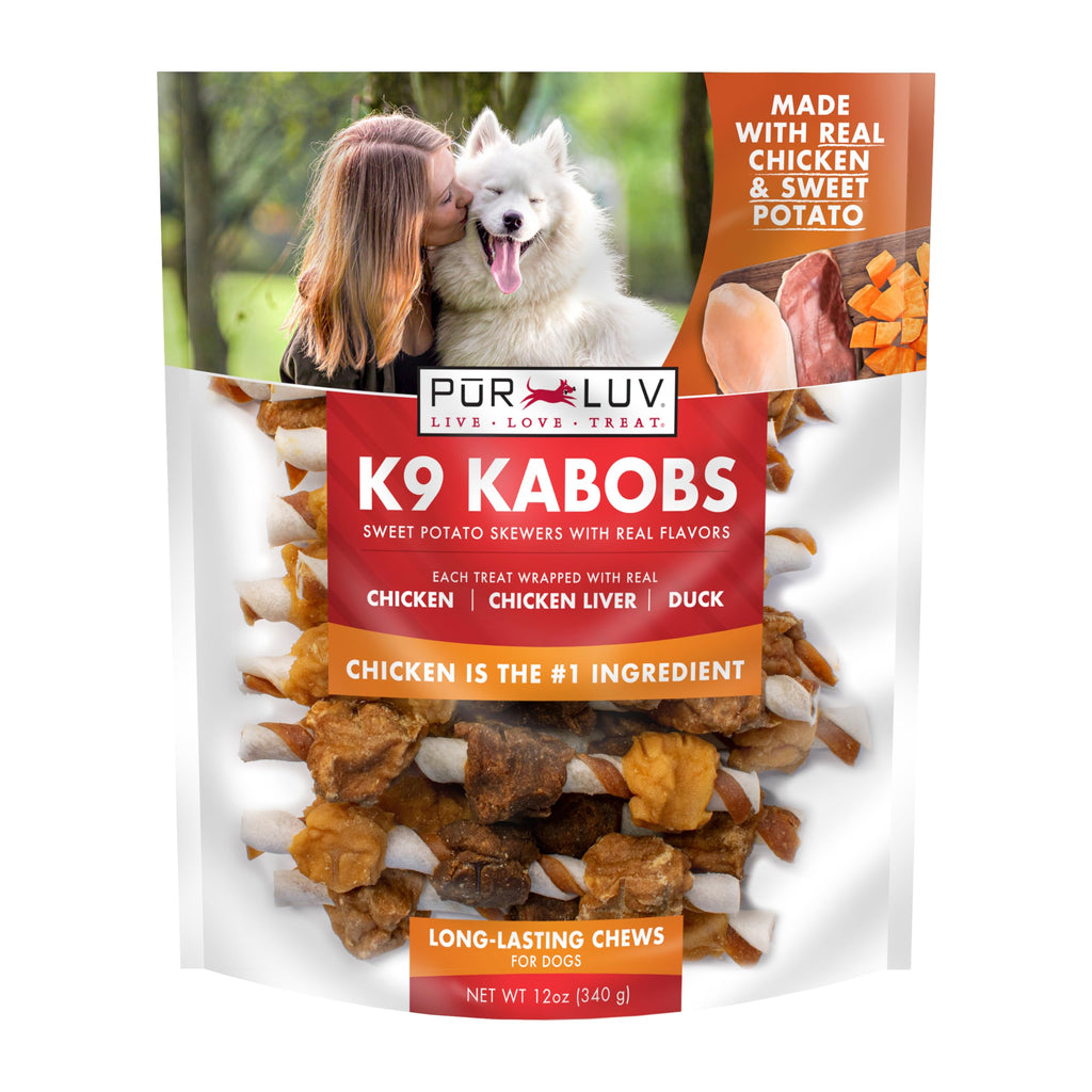 Pur Luv Dog Treats, K9 Kabobs Made with Real Chicken, Duck, and Sweet Potato, 12 Ounces, Dog Snacks, Healthy, Easily Digestible, Long-Lasting, High Protein Treat, Satisfies Urge to Chew