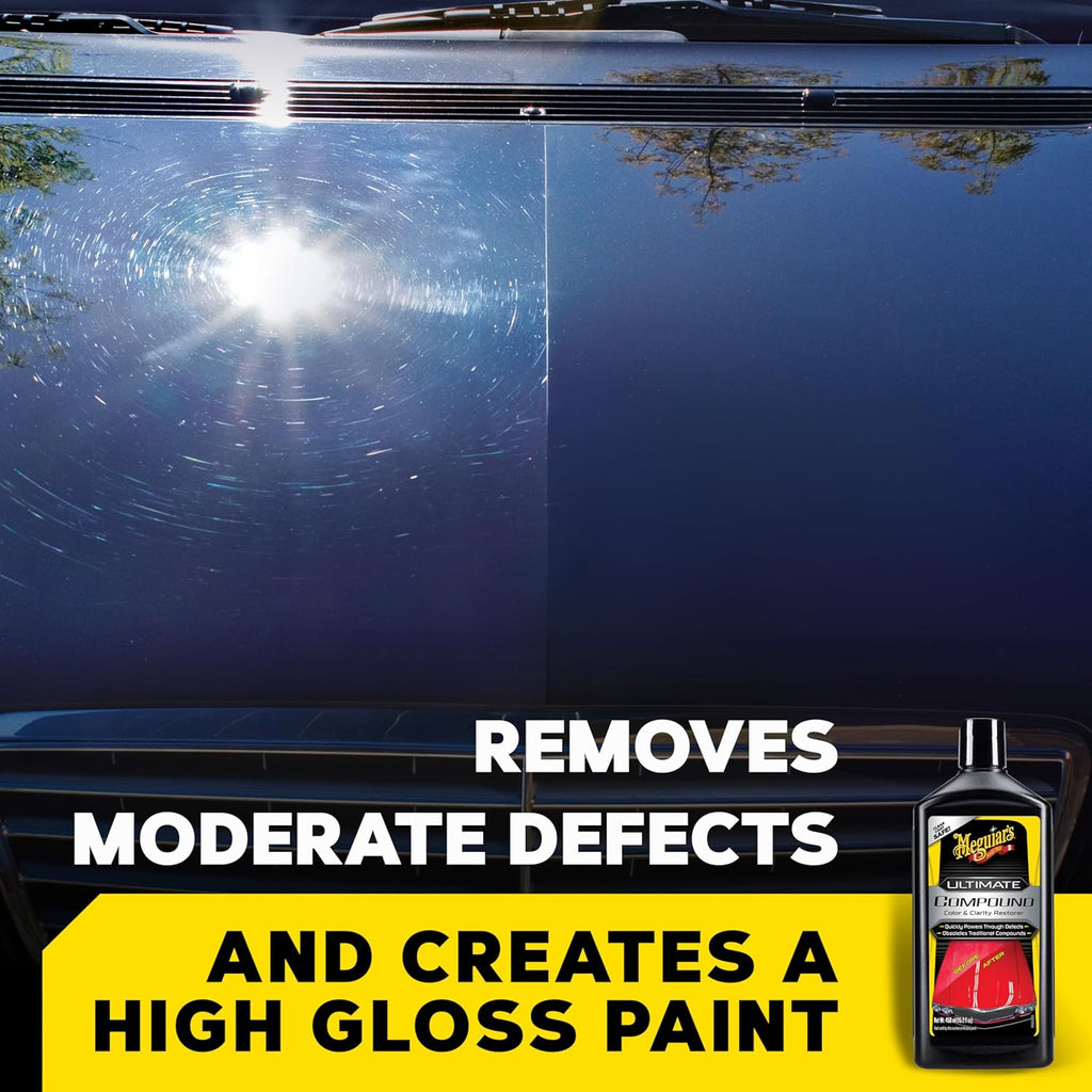 Meguiar’s Ultimate Compound, Pro-Grade Car Scratch Remover for Paint Correction, Removes Swirls and Defects While Restoring Gloss and Shine, Christmas Gifts for Car Guys, 15.2 Oz