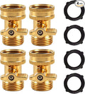 Xiny Tool Brass Garden Hose Shut Off Valve, 4 Pack Heavy Duty 3/4 Inch Solid Brass Garden Hose Shut Off Valve with 4 Extra Rubber Washers