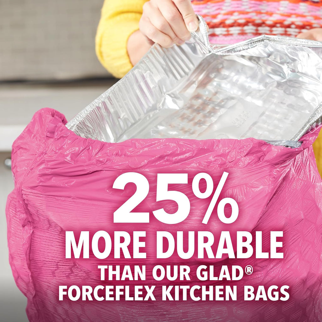 Glad Tall Kitchen Trash Bags 13 Gallon, MaxStrength Cherry Blossom Garbage Bags, Drawstring, 90 Count