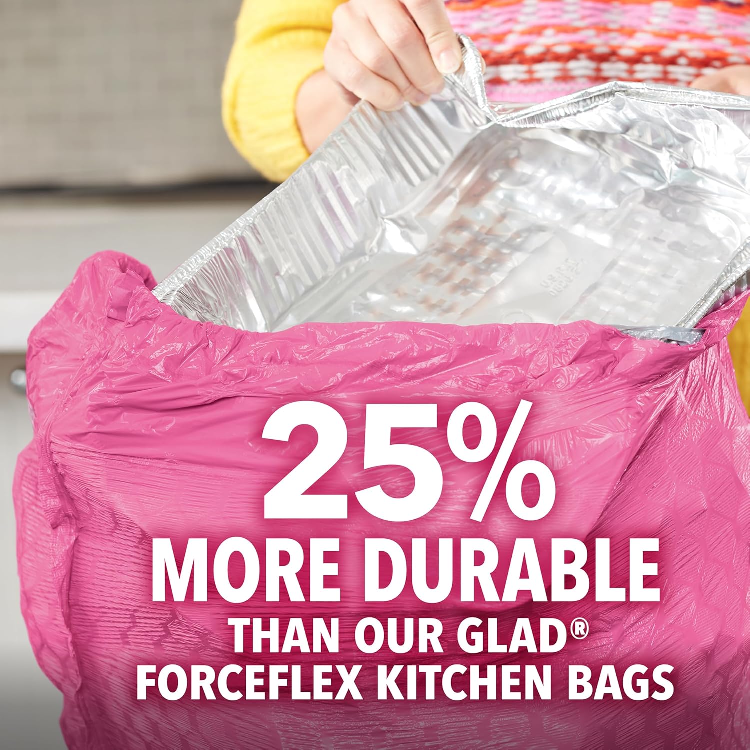 Glad Tall Kitchen Trash Bags 13 Gallon, MaxStrength Cherry Blossom Garbage Bags, Drawstring, 90 Count