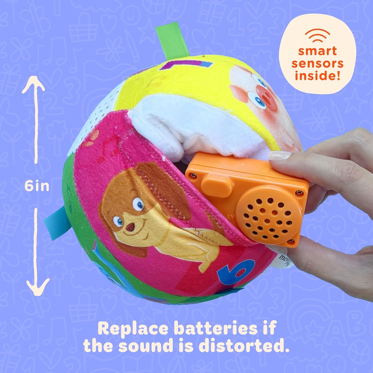 Move2Play, Hilariously Interactive Baby Ball with Music & Sound Effects | First Birthday Gift | Toddler Toy for Boys & Girls | Age 6, 9, 12, 18+ Month | 1, 2+ Year's Old (Baby Ball)