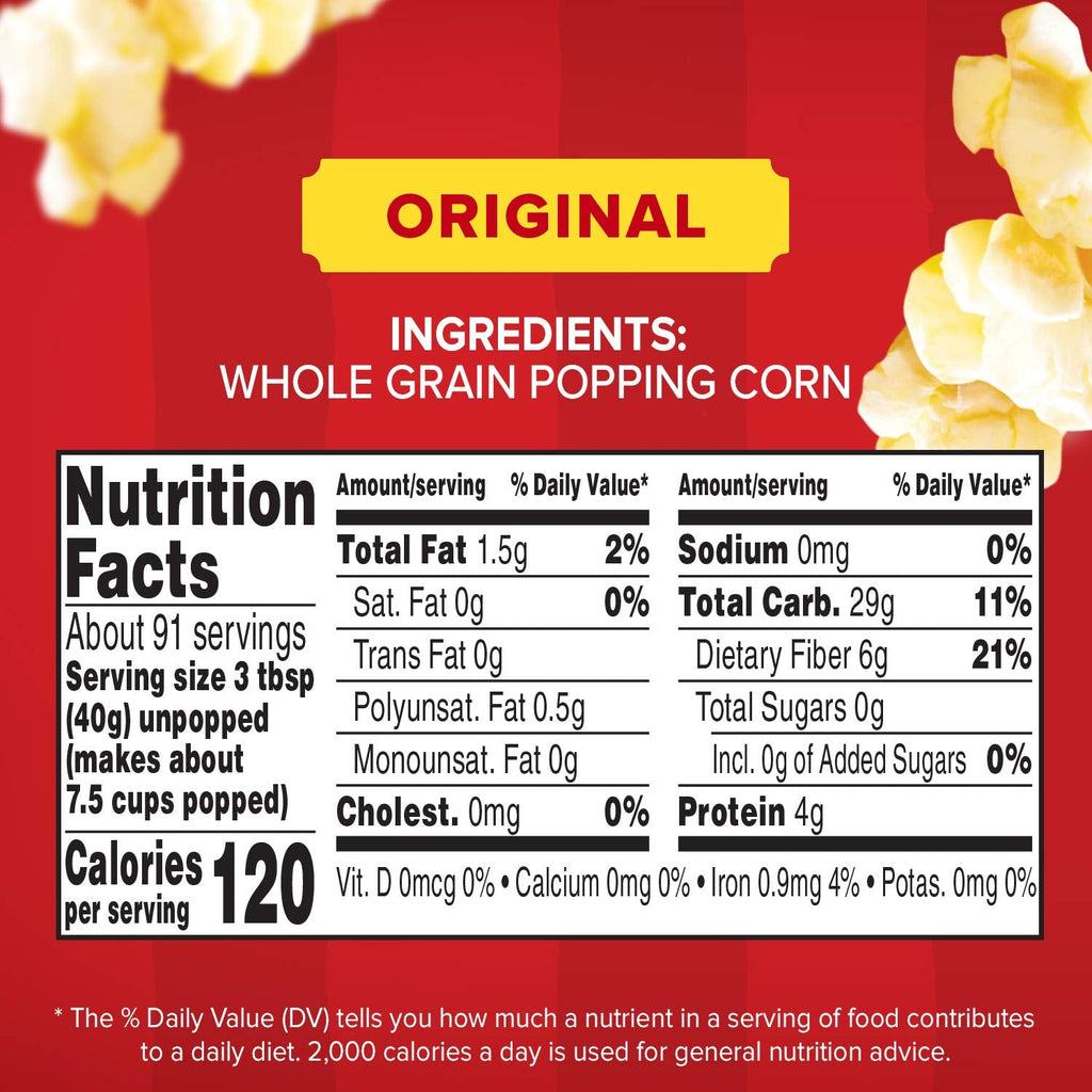 Orville Redenbacher's Gourmet Popcorn Kernels, Original Yellow, 4g Fiber Per Serving, 8 lb.