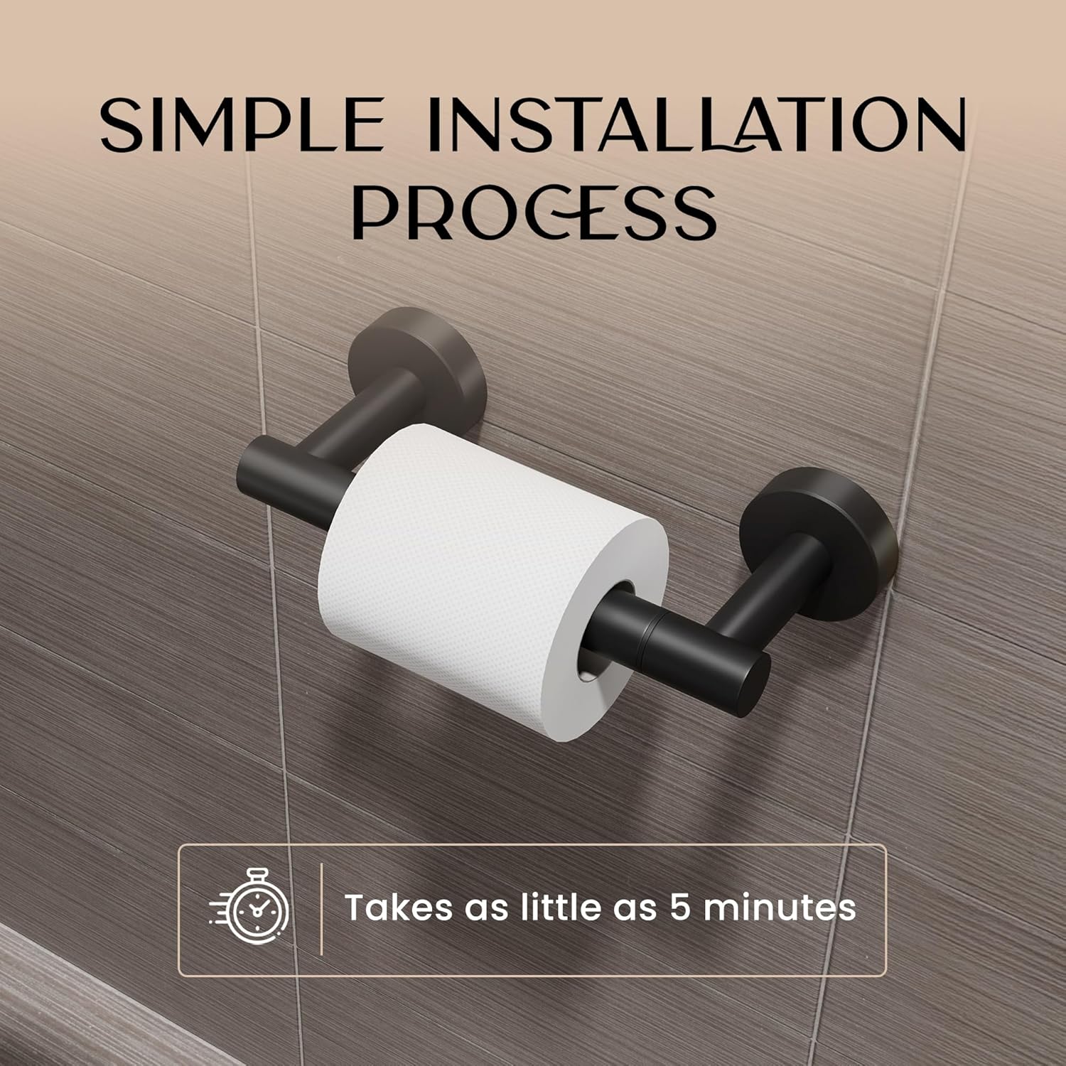 Day Moon Matte Black Toilet Paper Holder - Wall Mount Modern Roll Holder for Bathroom