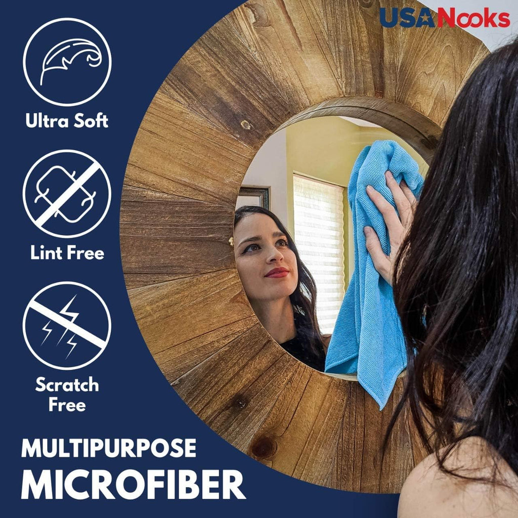 USANOOKS Microfiber Cleaning Cloth Grey - 12 Pcs (12.5"x12.5") - High Performance - 1200 Washes, Ultra Absorbent Microfiber Towel Weave Grime & Liquid for Streak-Free Mirror Shine - Car Washing Cloth
