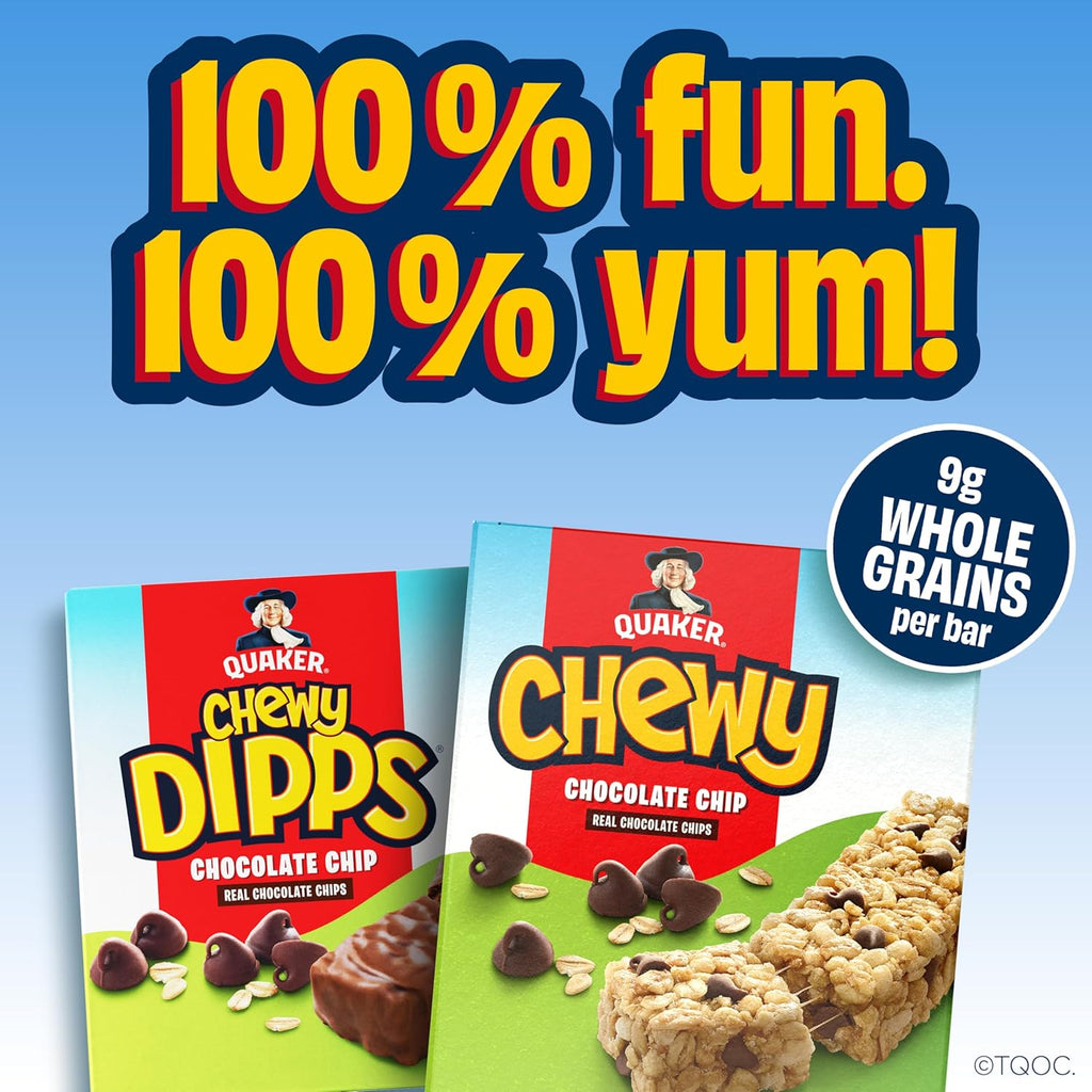 Quaker Chewy Granola Bars, Chewy & Dipps Variety Pack, (58 Bars), Whole Grains, No Artificial Flavors, No Added Colors