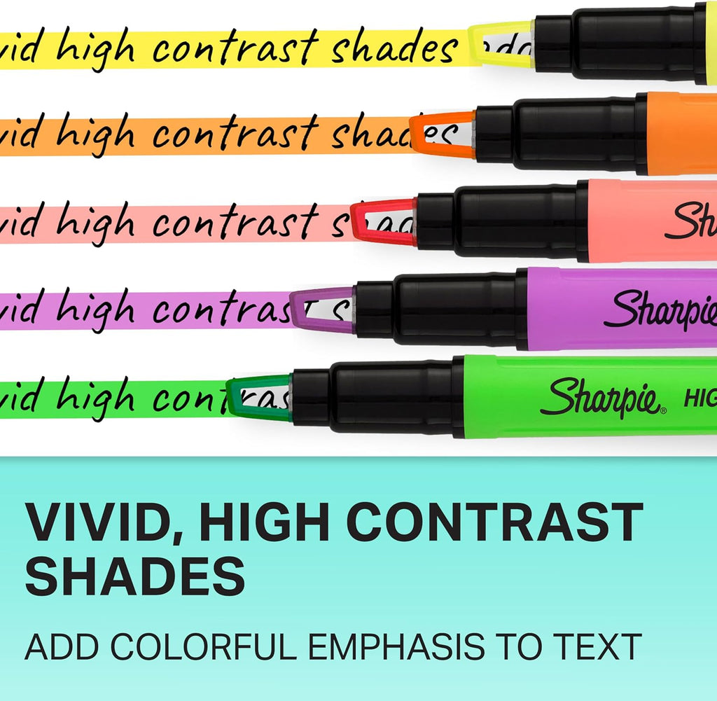 Sharpie Clear View Highlighter Sticks, Chisel Tip, Assorted Fluorescent, 8 Count - School, Home, and Office Use, Teacher Supplies