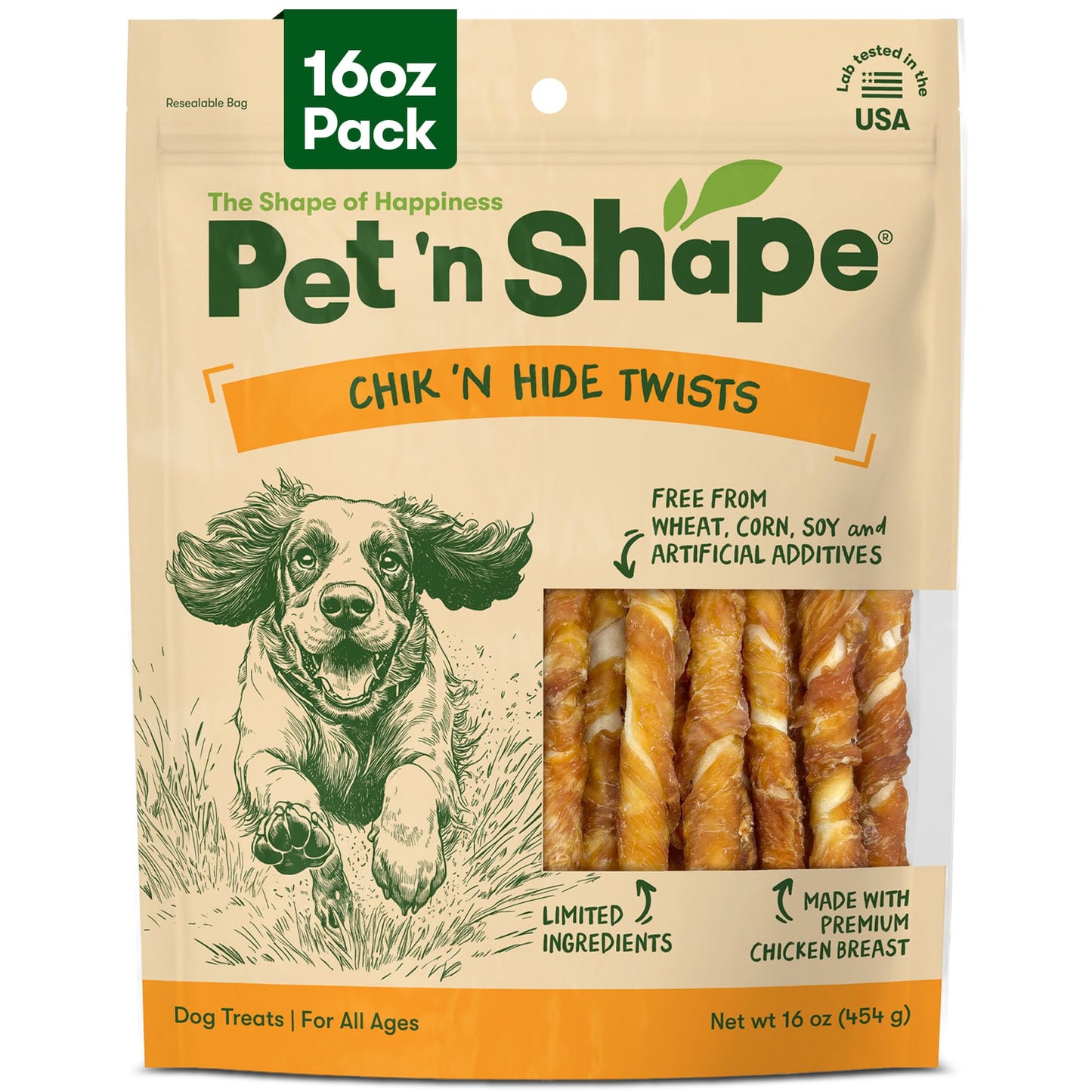 Pet 'n Shape Chik 'n Hide Twists – Chicken Wrapped Rawhide Natural Dog Treats, Small, 16 oz