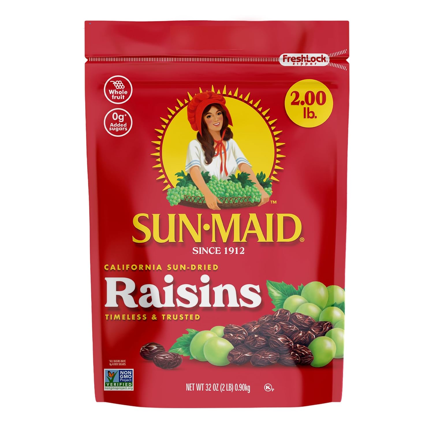 Sun-Maid California Sun-Dried Raisins - (2 Pack) 32 oz Resealable Bag - Dried Fruit Snack for Lunches, Snacks, and Natural Sweeteners