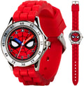 Spiderman Time Teacher Watch for Kids - Red Silicone Strap, Easy-to-Read Dial, Water Resistant, with Special Tin