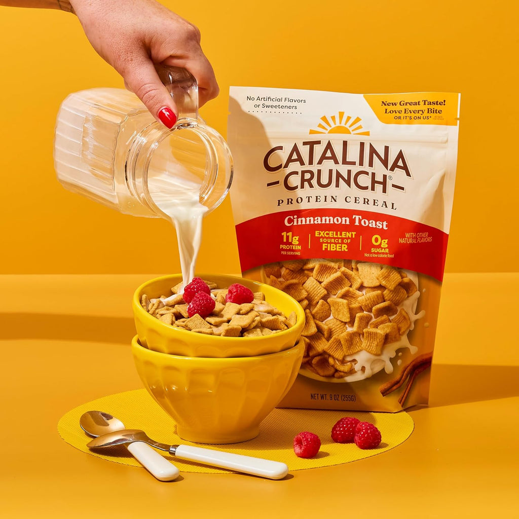 Catalina Crunch Protein Cereal | Sugar Free Breakfast Cereal with 11g of Protein | Gluten Free, Keto Friendly | Cinnamon Toast - 9 oz. Bag (Pack of 1)