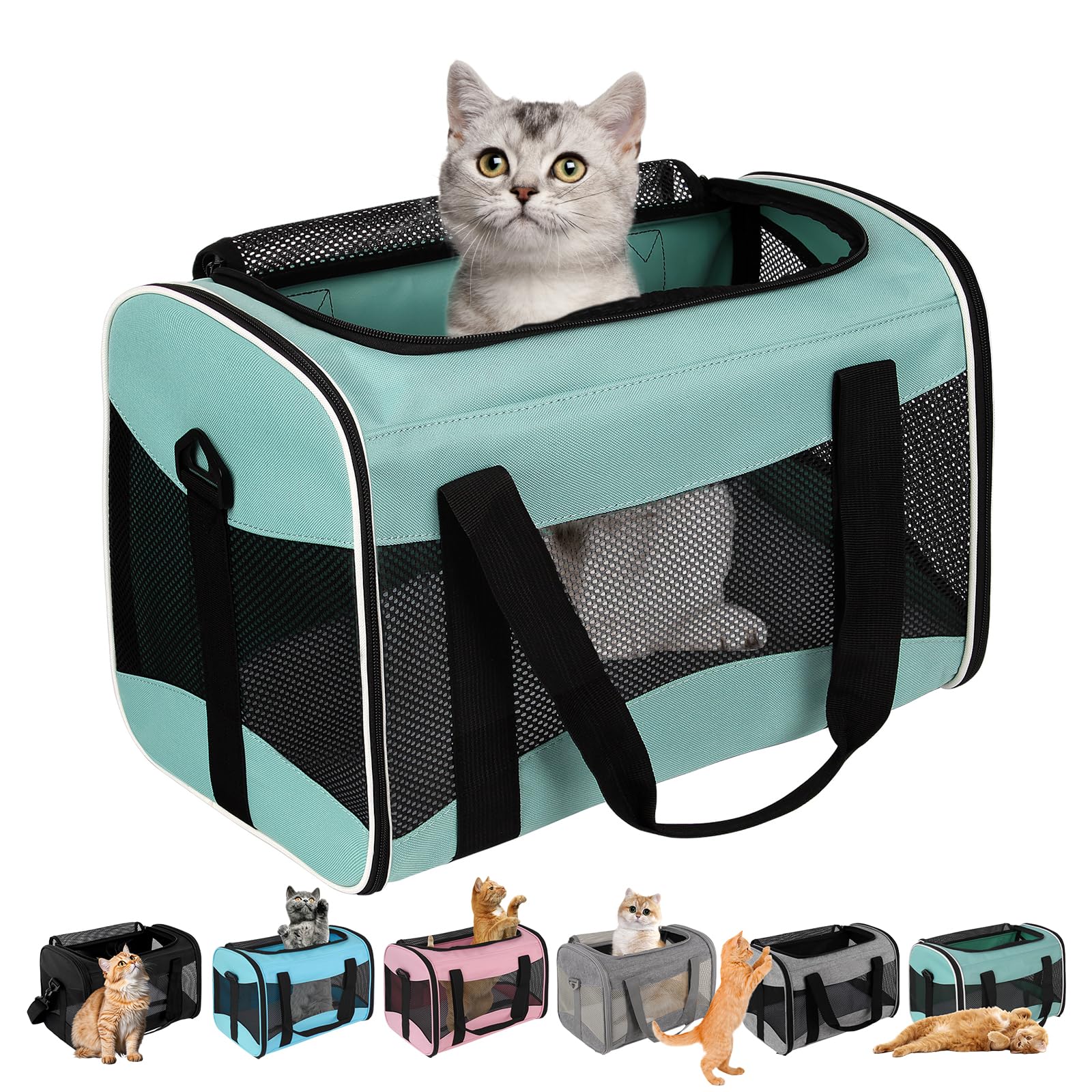 Cat Dog Carriers Soft-Sided Pet Carrier Large Cats for Medium Big Cat Small Dog Puppy up to 16lbs TSA Airline Approved Animal Collapsible Cat Carrier Carriers Travel Carrier Cat Bag (17x11x11)
