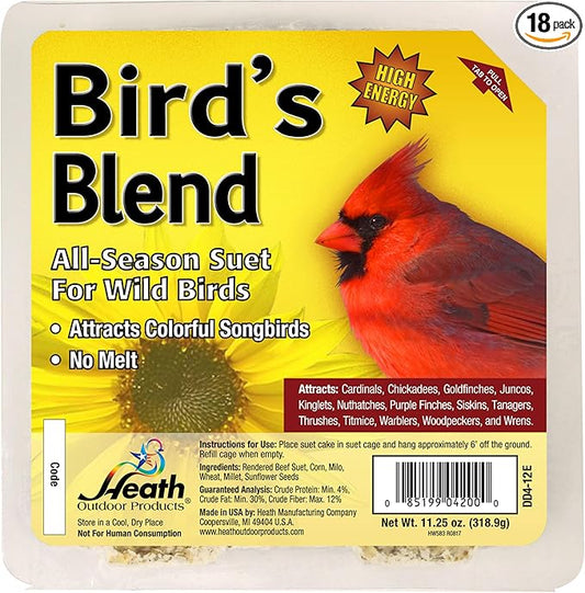 Heath Outdoor Products DDB1-18 All Season High Energy Suet Cake, Case of 18.