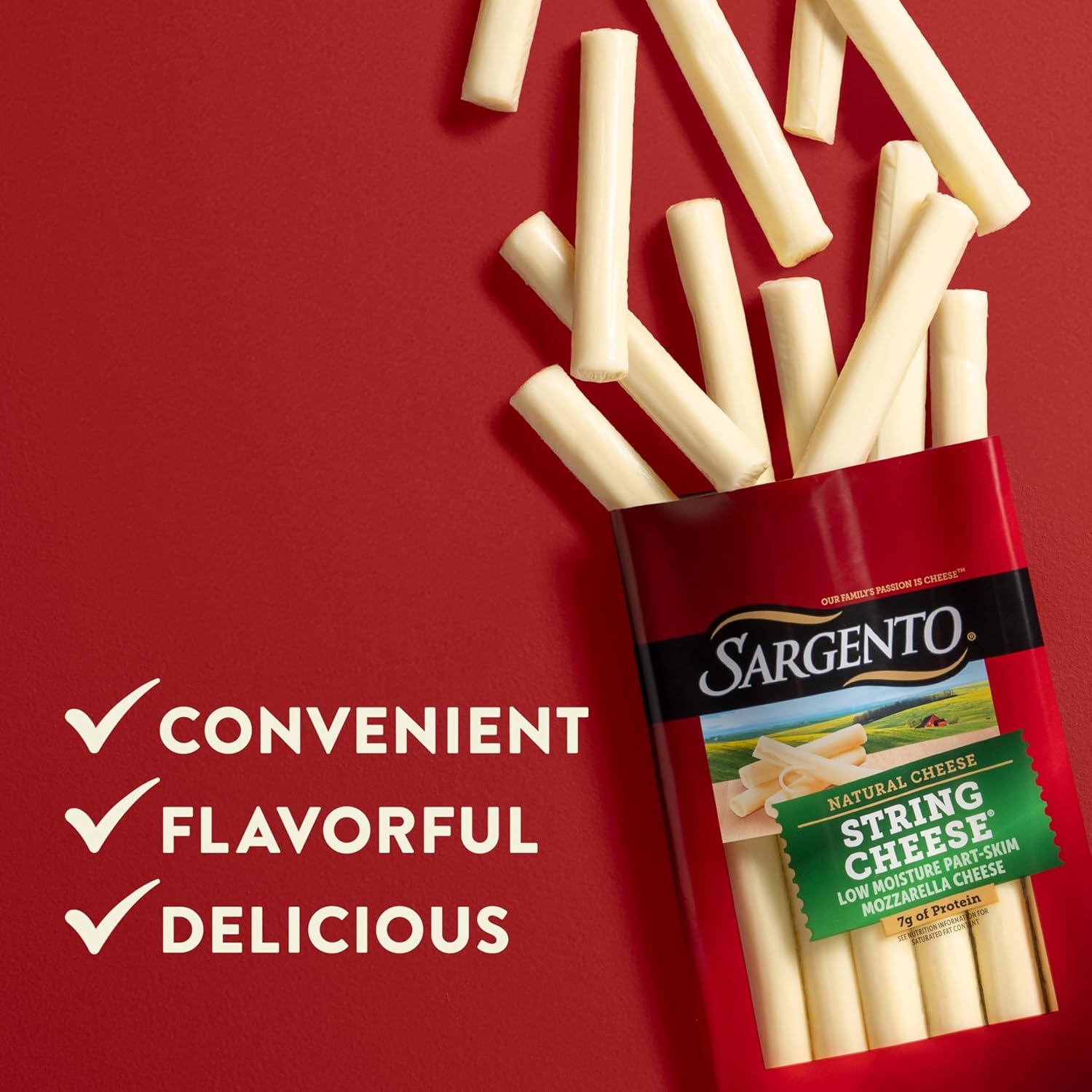 Sargento Natural Mozzarella String Cheese Sticks, 12-Count