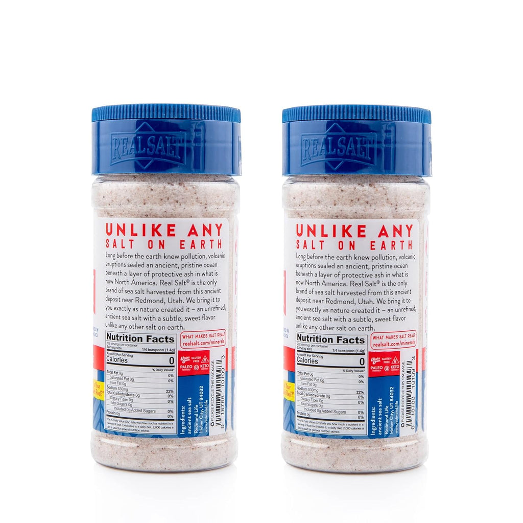 Redmond Real Sea Salt - Natural Unrefined Gluten Free Fine, 10 Ounce Shaker (2 Pack)