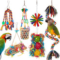 RLRICH 6 Pack Bird Colorful Chewing Toys Parrot Foraging Shredder Toys Shred Hanging Foraging Toys,Comfy Perch Parakeet Toys for Rope Bungee Bird Toy