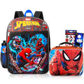 Marvel Spiderman Backpack with Lunch Box Set - Spiderman Backpack for Boys 4-6, Spiderman Lunch Box, Water Bottle, Stickers, More | Spiderman Backpack for Kids