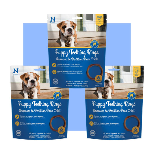 N-Bone Puppy Teething Rings Chicken Flavor Dog Treat, 18 Rings Total, 21.6-oz - Natural Puppy Chew Toys Alternative for Teething Discomfort - Small and Large Dogs